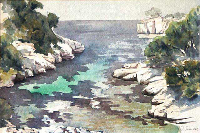 Calanque de Port Pin - Aquarelle
