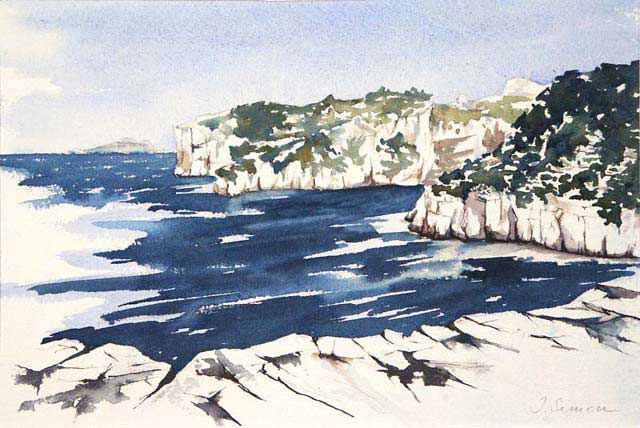 Extrémité de la presqu’île de Port Miou - Aquarelle