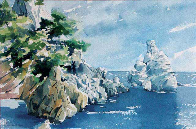 Ilot du Torpilleur - Calanque de Sugiton - Aquarelle